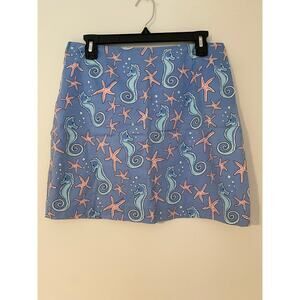 Vineyard Vines Seahorse Starfish Mini Preppy Skirt Pink Coral Blue EUC Vintage 6
